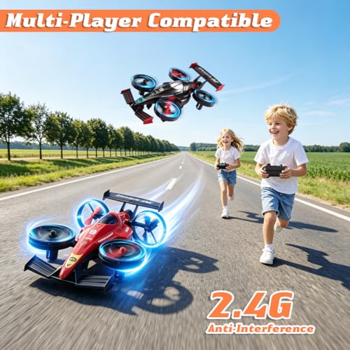 RC Flying Drift Car & Stunt Drone Remote Control Airplane Car Toys for Kids - color: Black