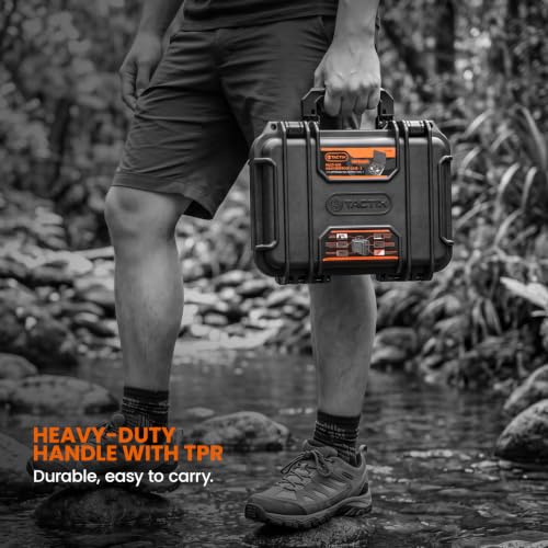 Tactix Hard Case S Waterproof Camera Protective Case IP65 Heavy-Duty with Custom Foam Insert, Fit Use of Drones, Camera, Equipments, Tools, 9.25"x7.48"x4.4" Black - size: S