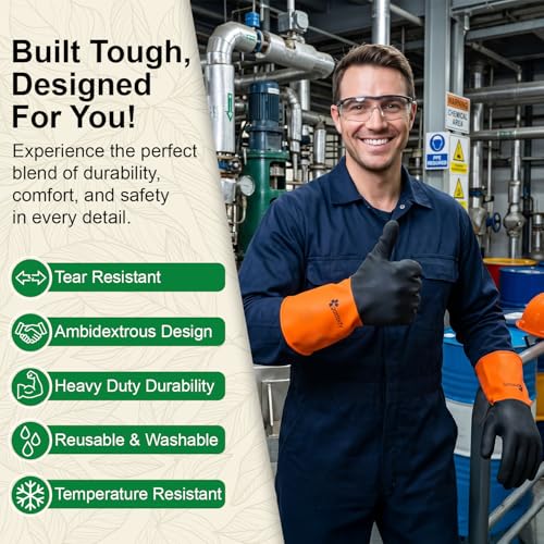 Gastody™ - Chemical Resistant Gloves, Reusable,Heavy Duty Safety Work Gloves,Resist Acid,Oil,Alkali - S-M-L-XL-XXL Size - size: Large, style: Chemical Gloves Set of 2 Pairs