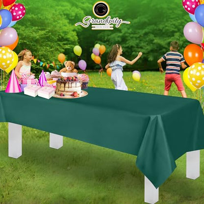 Grandipity Plastic Table Cloth Disposable 12 Pack 54” x 108” Rectangle - color: Dark Green, size: 54in. x 108in. Rectangle