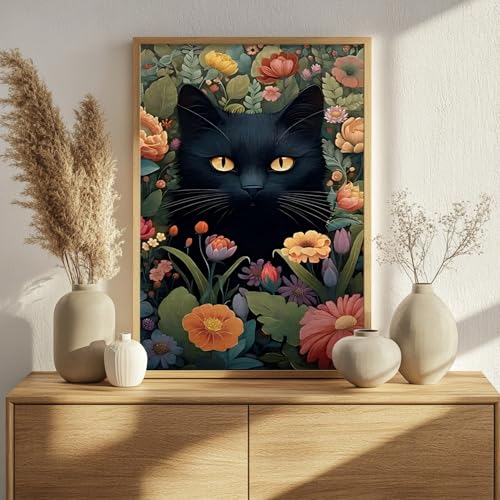 Cat Paint by Numbers Kit for Adults, 16x20 inch - color: Black Cat