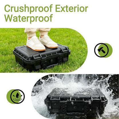 NineLeaf 14.3 x 11.4 x 4.5 Inch Waterproof Hard Case with DIY Customizable Foam Insert, Portable Protective Case for Cameras, Drones, Tools, Test Instruments, and Valuables,4PK