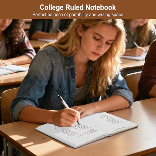 ViVin 3 Pack A5 Hardcover Lined Notebook,192 pg College Ruled 5.5x8.3 - color: Black+white+gray, size: 3 Pack