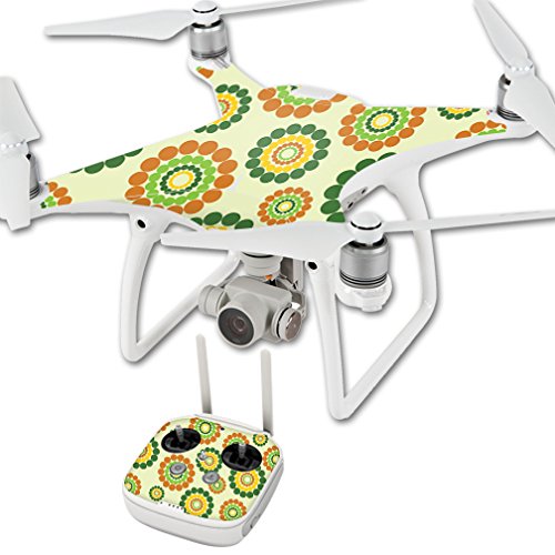 MightySkins Skin Compatible with DJI Phantom 4 Quadcopter Drone wrap Cover Sticker Skins Flower Power1