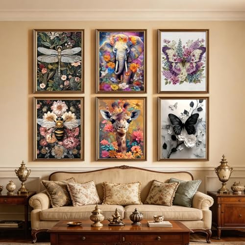 JYXSJYYD 6 Pack Colorful Animal Diamond Art Kits for Adults,12x16 inch - color: KM1003-KM1008-1