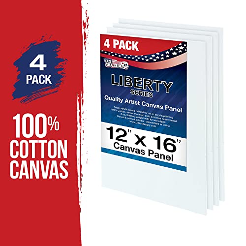 U.S. Art Supply 12 X 16 Inch Art Canvas Board Panels 4 Pack - 8 Ounce - size: 12" x 16"
