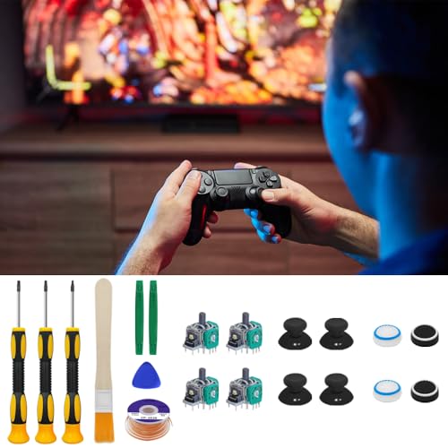 DLAND 19 Pcs Joysticks Replacement Parts Kit Compatible with Xbox One Controllers, Include Bumper Buttons, Replacement Thumbsticks, Hat Silicone, brush, Hat Covers with Repair Screwdriver Kit
