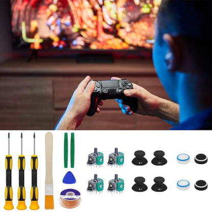 DLAND 19 Pcs Joysticks Replacement Parts Kit Compatible with Xbox One Controllers, Include Bumper Buttons, Replacement Thumbsticks, Hat Silicone, brush, Hat Covers with Repair Screwdriver Kit