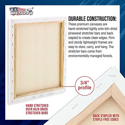 U.S. Art Supply 18"x24" Stretched Canvas for Painting, 3/4" Profile, 3-Pack - size: 18" x 24"