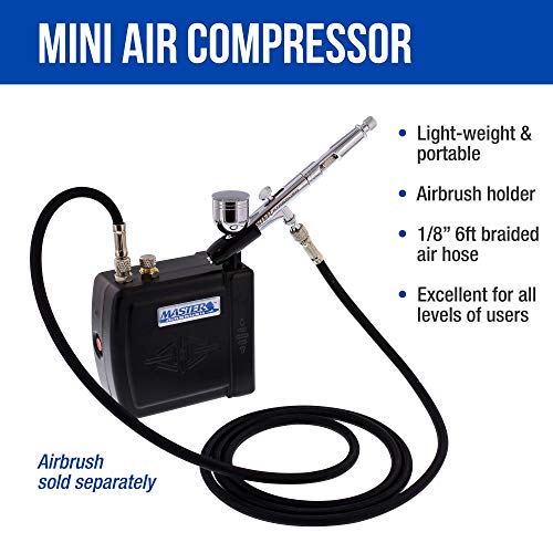 Master Model C16-B - Black Mini Airbrush Air Compressor with 6 Foot Braided