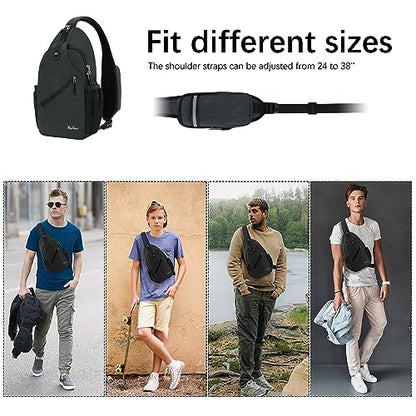 MAYLISACC Sling Bag Reversible Crossbody Chest Daypack Lightweight Hiking - color: Black-b