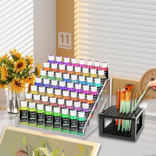 7-Layer Clear Acrylic Paint Holder Storage & Brush Organizer