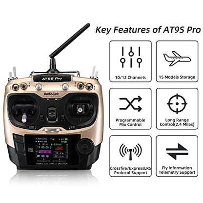 Radiolink AT9S Pro 10/12 Channels RC Transmitter and Receiver R9DS Grey - color: Champagne Gold