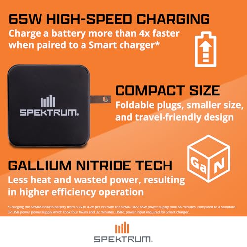 Spektrum S100 1x100W USB-C Smart Charger with 65W USB-C GaN Power Supply Combo SPMXC2090P