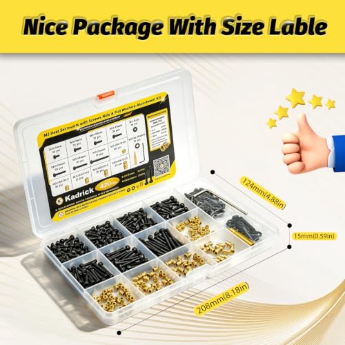 KADRICK 420PCS M3 Heat Set Inserts & M3 Screw Kit for 3D Printing - size: M3 Insert&Screws Kit 420Pcs