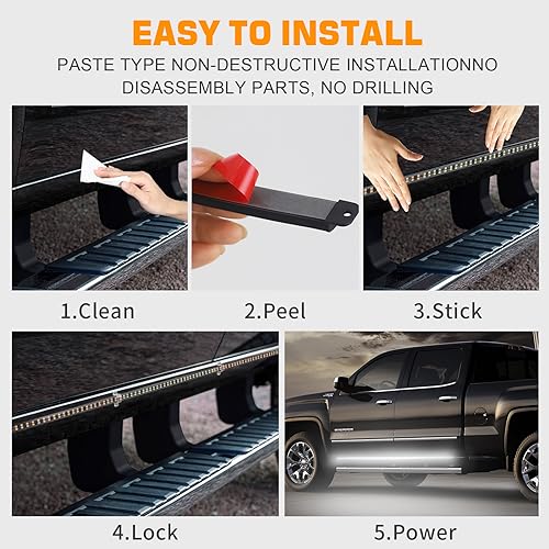 XRIDONSEN 2PCS 70 inch Running Board Emergency Lights White Strobe Lights - color: White