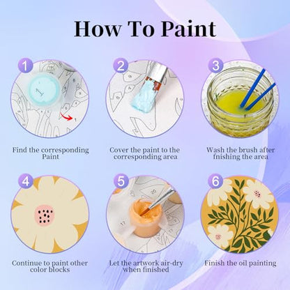 Okarina 6 Pack Paint by Numbers Kit for Adults & Beginners, Flower Designs - color: OP6NFUS2504-05