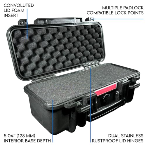DCB Cases - Element 4802F | 19 x 9 x 8 Ext Dim | IP67 Waterproof | Pluck Foam Insert | Foldable Handle | Pressure Control Valve | Resin-Reinforced Injection Molded Plastic | 2 Latch Lid Close