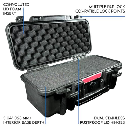 DCB Cases - Element 4802F | 19 x 9 x 8 Ext Dim | IP67 Waterproof | Pluck Foam Insert | Foldable Handle | Pressure Control Valve | Resin-Reinforced Injection Molded Plastic | 2 Latch Lid Close