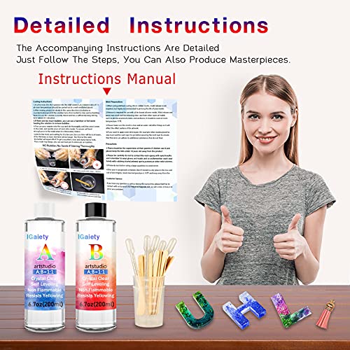 IGaiety Resin Kit for Beginners with Backward Alphabet Mold - size: Alphabet 200ml