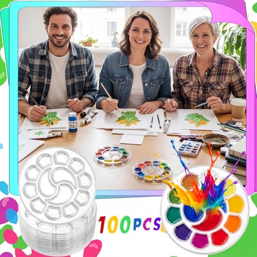 100 Pcs Large Clear Paint Tray Palette, Round - style: Round