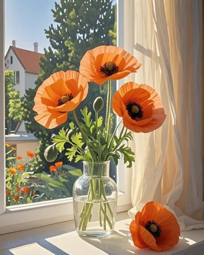 ZRIZQ Paint by Numbers Kit for Adults Beginner,Flowers,16x20 - color: 16"X20"Rolled Canvas-Flowers 4