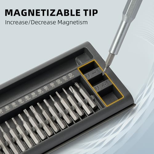 Precision Screwdriver Set, 25-in-1 Magnetic Mini Screwdriver Kit with Torx, Phillips & Flathead Bits for Electronics Repair, Laptop, Phone, Watch, PC, Gray