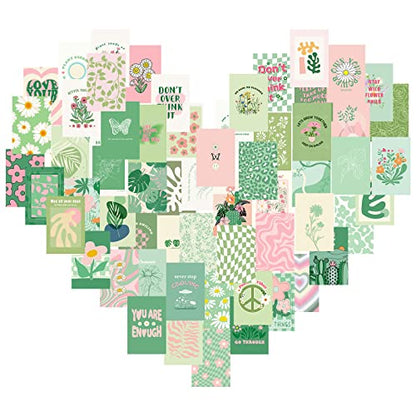 Teling 60 Pcs Wall Collage Kit, Danish Pastel Poster Wall Decor, Green - color: Green