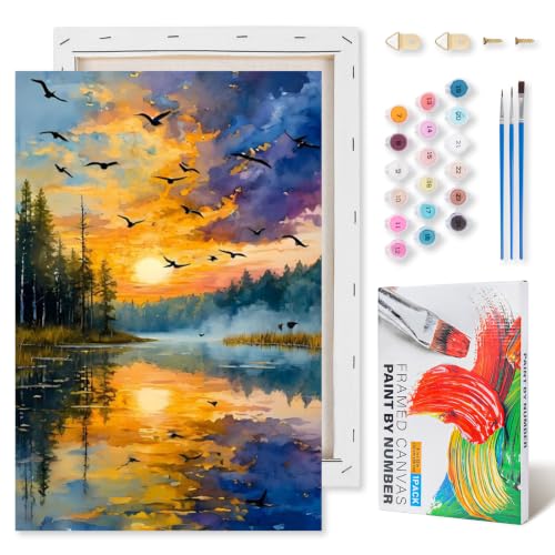 Landscape Framed Paint by Numbers Kit for Adults Beginner 8x12 inch - color: Frame-OP-US03