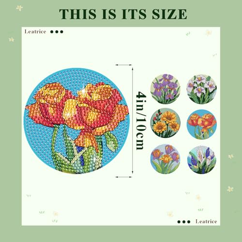 Leatrice 6 PCS Diamond Art Coasters Small Diamond Painting Kits for Adults - color: BB flower b