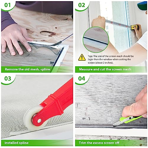Replacement Window Screens, 48X118 Inch Durable Window Screen Mesh for Patio Porch Door Windows, DIY Adjustable Fiberglass Screen Repair Kit Sliding Net Roll Pet, Grey by Ouskr - size: 48"x118"Gray