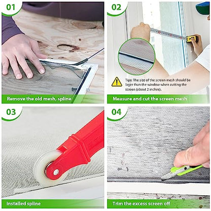 Replacement Window Screens, 48X118 Inch Durable Window Screen Mesh for Patio Porch Door Windows, DIY Adjustable Fiberglass Screen Repair Kit Sliding Net Roll Pet, Grey by Ouskr - size: 48"x118"Gray