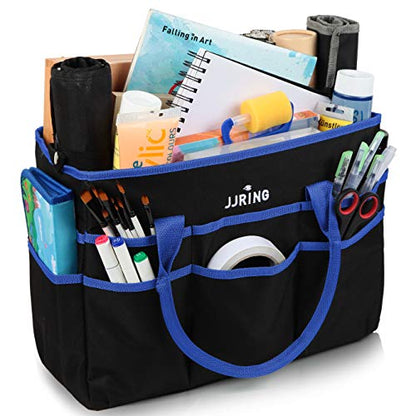 JJRING Large 600D Nylon Artist Organizer Tote Bag With 16 Pockets, Blue - color: Blue, size: Large