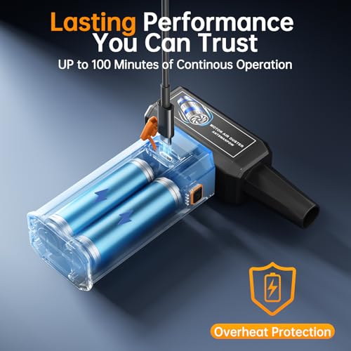 Electric Air Duster 150000RPM - Cordless Compressed Air Duster with Stepless Adjustable, Brushless Motor Blower for Computer Keyboard, Car, Home