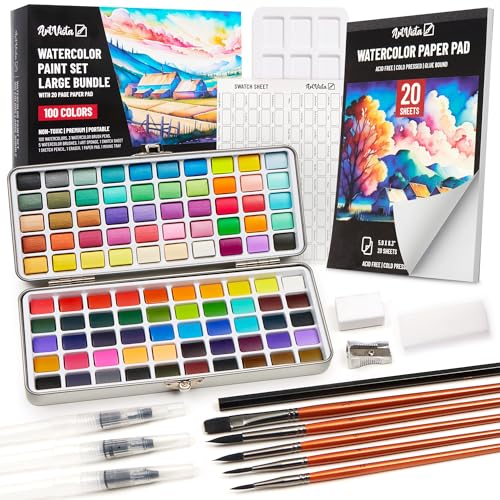 Premium Watercolor Paint Set Bundle with 100 Vibrant Colors for Adults - color: Large Set