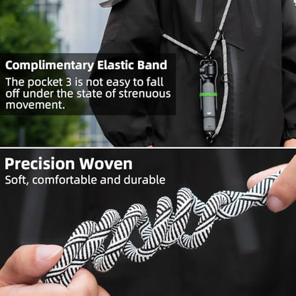 Multifuctional Crossbody Hand Wrist Lanyard Strap for DJI Osmo Pocket 3 - color: Black&white