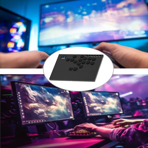 NLOFIN Leverless Arcade Stick 16Keys All-Button Leverless Controller(Black) - color: Black