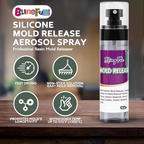 BlingFun Mold Release Spray for Candle Making & Epoxy - Uniform Coverage Fast Drying Non-Stick, Professional Grade Silicone Based Release Agent, Easy to Clean Extends Mold Life - color: 1/pack