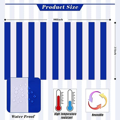 Kesfey Blue Striped Tablecloth Picnic Horizontal Stripe Table Cover 3 Packs - color: Blue Horizontal Striped