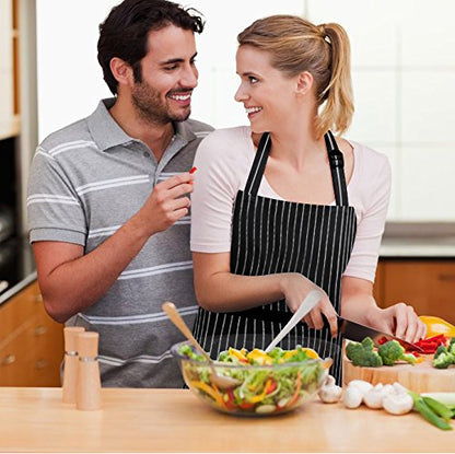 Syntus Apron for Men Women, Adjustable Cooking Kitchen Apron with 2 Pockets - color: Stripe Black Pin, style: 2 Polyester