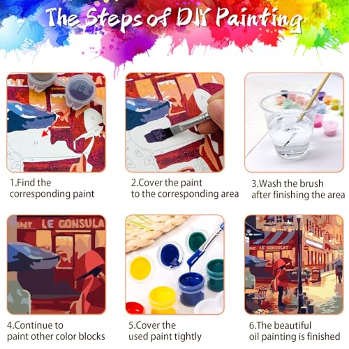 QUITEDEW 2 Pack Paint by Numbers Kit for Adults Colorful Box11.8x15.7 Inch - color: D3-scenery