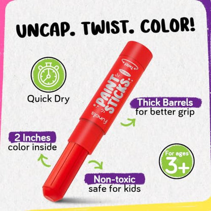 12 Tempera Paint Sticks for Kids & Toddlers - Washable Paint, Quick Dry - color: 12 Thin