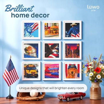 LuwoArte 9 Pack American Diamond Art Kits for Adults Beginners - color: USA