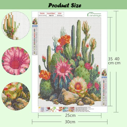 Lanzeyo Diamond Art Kits for Adults 4 Pack Succulent Diamond Painting Kits - color: 04 Succulent