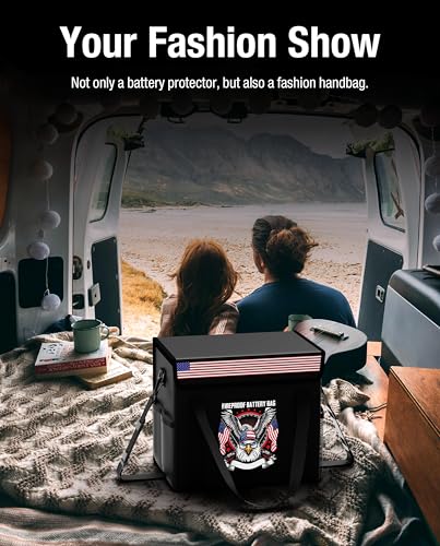 12V 50Ah LiFePO4 Lithium Battery Fireproof Safe Bag with Shoulder Strap - size: 9.4x6x8.5 Inches