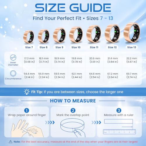 Smart Ring for Women & Men, Sleep and Stress Fitness Tracker (Rose Gold 8) - color: Rose Gold, size: 8
