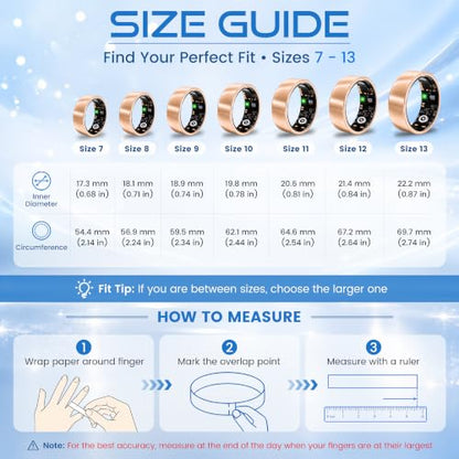 Smart Ring for Women & Men, Sleep and Stress Fitness Tracker (Rose Gold 8) - color: Rose Gold, size: 8