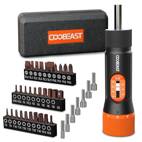 coobeast 38Pcs Preset 1/4” Drive Torque Screwdriver with S2 Bits - size: 38PCS