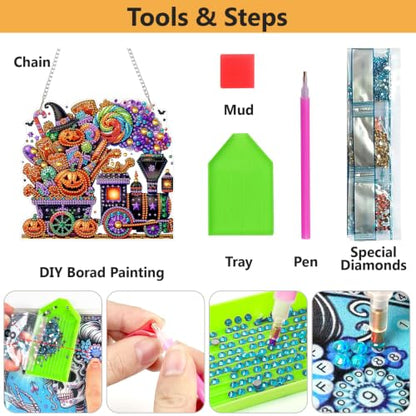 AIBOERL Diamond Art Kits for Adults, Halloween Acrylic Hanging Suncatcher - color: DP04346