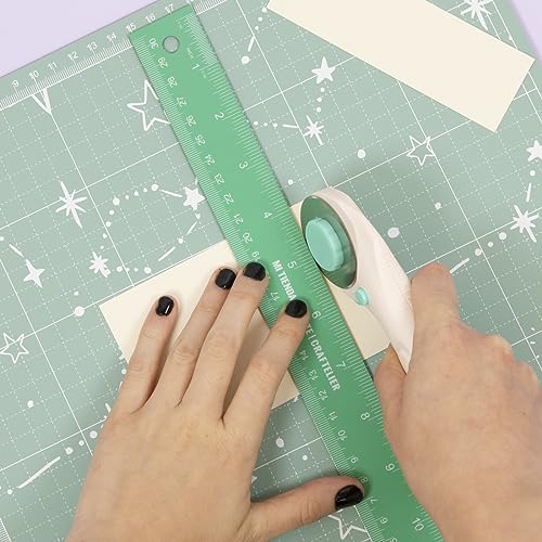 Craftelier - Rotary Cutter for Scrapbooking and Crafting Projects | Lock and Unlock Button Function | Blade Diameter 45 mm - Turquoise and White Color